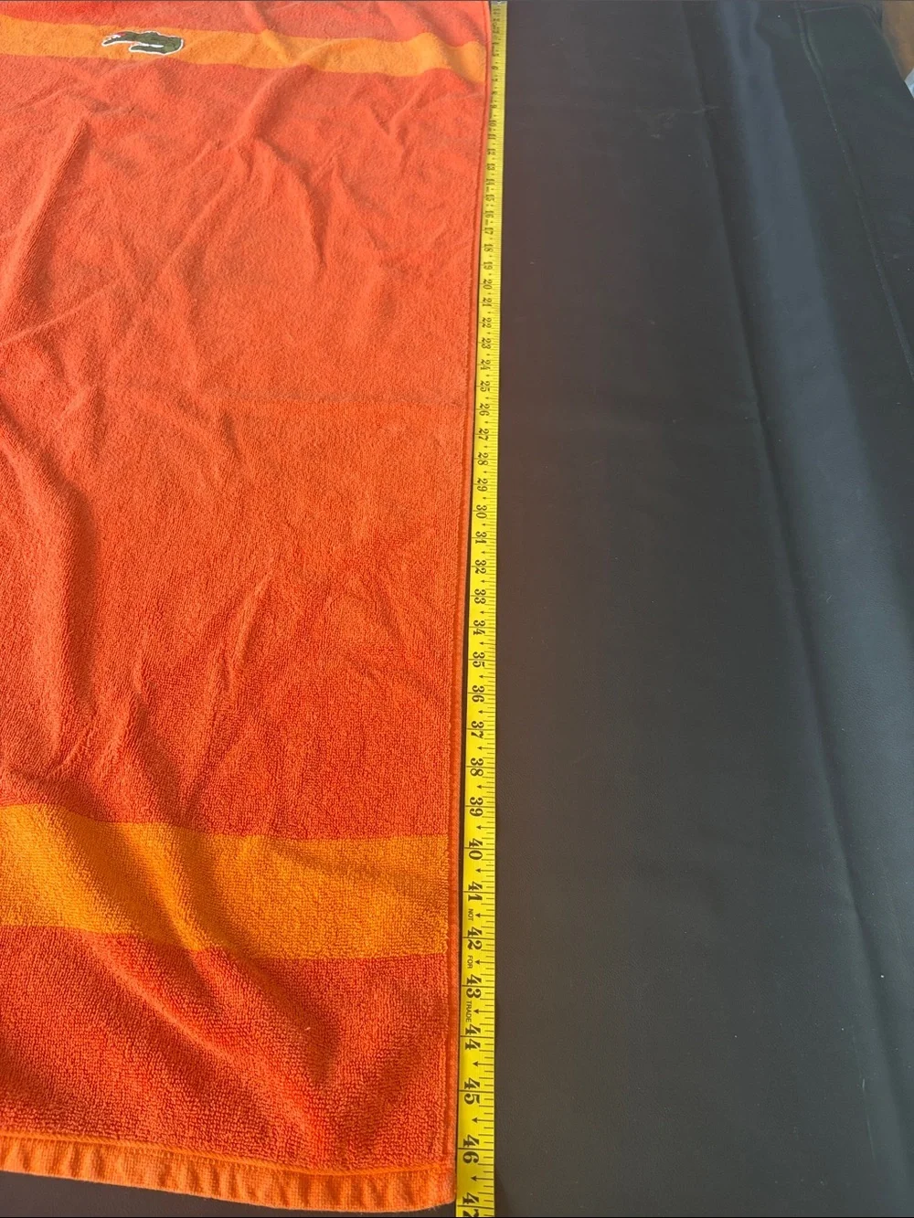 Lacoste Orange Stripe Crocodile Logo Cotton Bath Towel 30x52